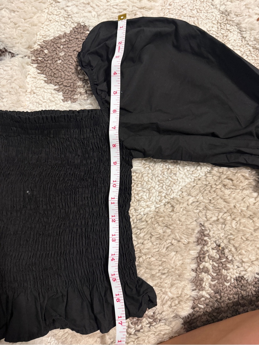 Zara Black Smocked Off-Shoulder Crop Top